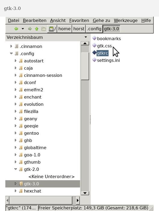 Ordner, home config-gtk-3