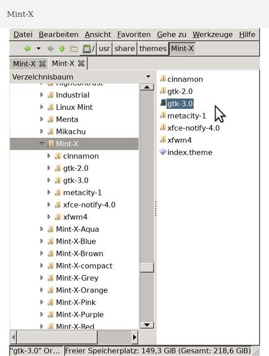Ordner, wurzel gtk-3 mint-x
