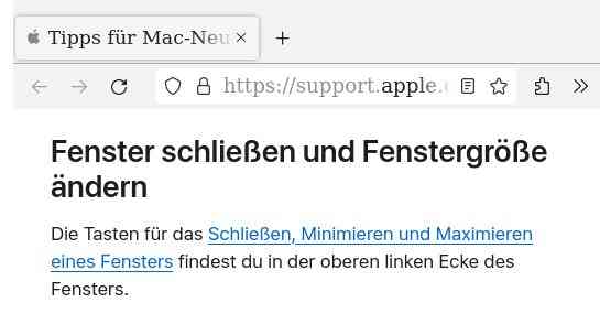 Antwort, wo die Button der Titelleiste liegen. Macintosh.