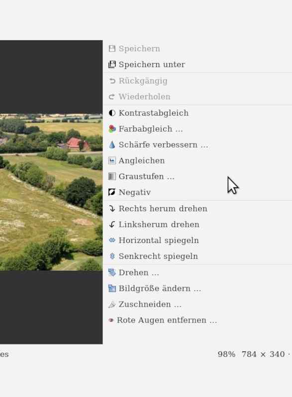 Programmmenü Pix: Symbole UND Text