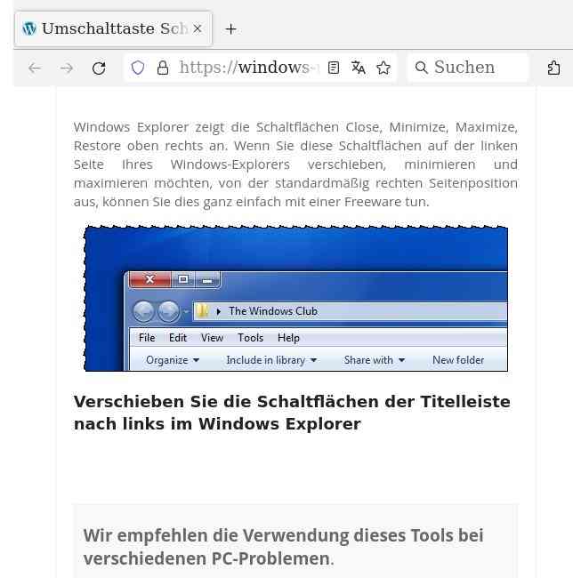 Button verschieben via eines Tools. Windows.